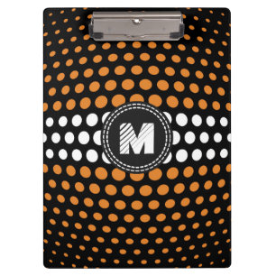 Monogram White & Bronze Polka Dots Pattern Clipboard