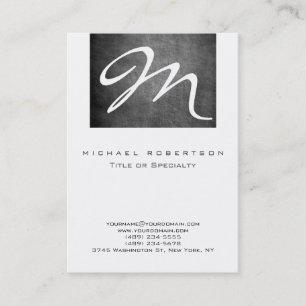 Monogram White Chalkboard Chubby Business Card