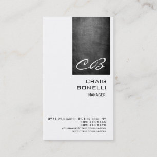 Monogram White Chalkboard Grey Plain Business Card