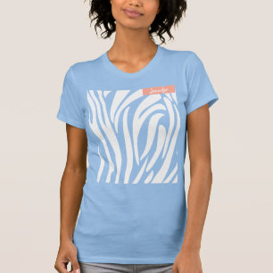 Monogram White Colour Striped Zebra Pattern Modern T-Shirt