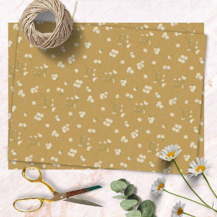 Monogram White Daisy Flower Floral Pattern Tissue Paper