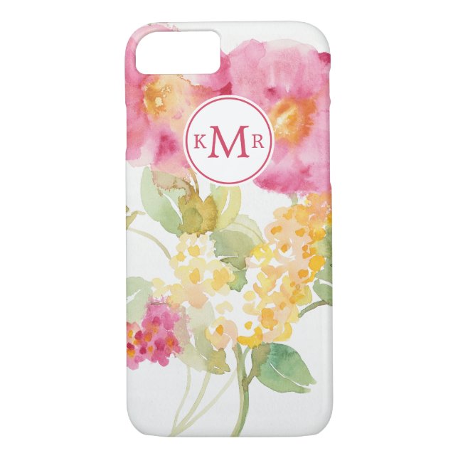 Monogram | White Daisy on Blue Case-Mate iPhone Case (Back)