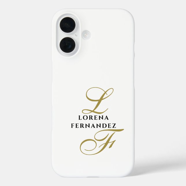 Monogram White Gold Black Elegant Minimalist Chic  Case-Mate iPhone Case (Back)