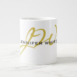 Monogram White Gold Colour Plain Modern Minimalist Large Coffee Mug<br><div class="desc">Looking for a functional and a great looking design? This simple,  minimalist and modern design is for you. How about this design that will draw attention to you?</div>