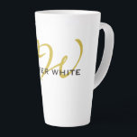 Monogram White Gold Colour Plain Modern Minimalist Latte Mug<br><div class="desc">Looking for a functional and a great looking design? This simple,  minimalist and modern design is for you. How about this design that will draw attention to you?</div>