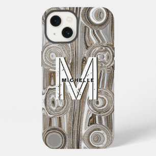 Monogram White & Gold Glitters Funky Retro Groovy iPhone 13 Case