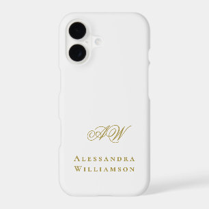 Monogram White Gold Initials Name Minimalist Chic 
