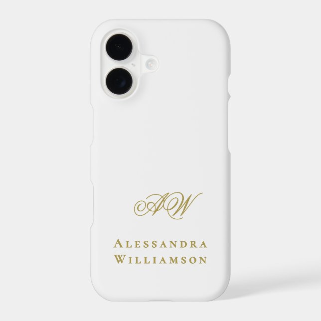 Monogram White Gold Initials Name Minimalist Chic  (Back)