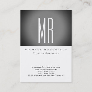 Monogram White Grey Stripe Large Business Card