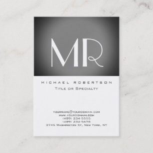 Monogram White Grey Stripe Parisian Business Card