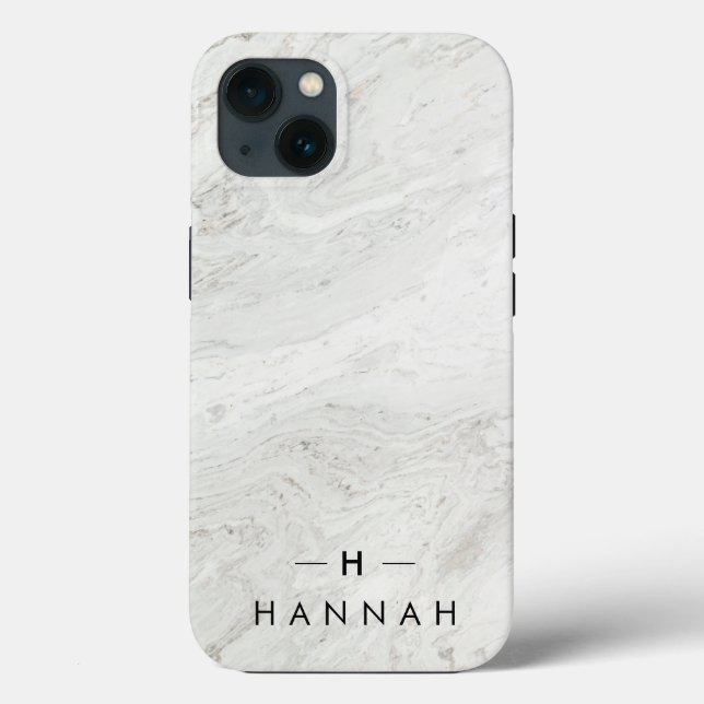 Monogram White Gry | Elegant Gold Minimalist Case-Mate iPhone Case (Back)