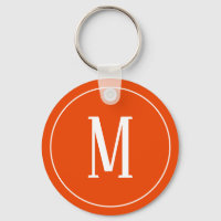 Monogram White on Bright Orange Keychain
