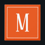 Monogram White on Bright Orange Square Magnet<br><div class="desc">A square magnet with a white monogram on a bright orange background. Customise the magnet with your own initial or initials,  colours,  among other options.</div>