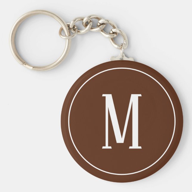 Monogram White on Brown Keychain (Front)