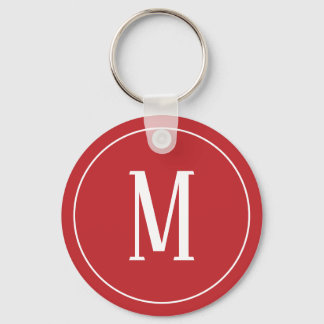 Monogram White on Dark Red Keychain