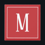 Monogram White on Dark Red Square Magnet<br><div class="desc">A square magnet with a white monogram on a dark red background. Customise the magnet with your own initial or initials,  colours,  among other options.</div>