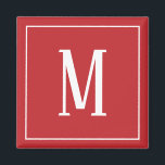 Monogram White on Dark Red Square Magnet<br><div class="desc">A square magnet with a white monogram on a dark red background. Customise the magnet with your own initial or initials,  colours,  among other options.</div>