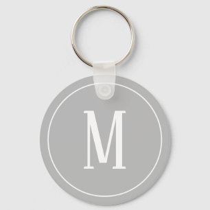 Monogram White on Grey Keychain