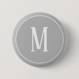 Monogram White on Grey Round Button