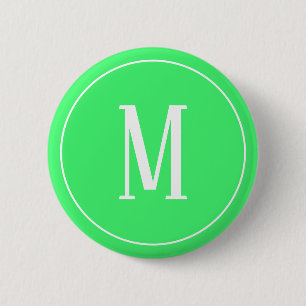 Monogram White on Light Green Round Button