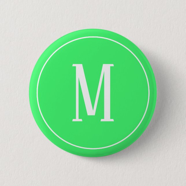 Monogram White on Light Green Round Button (Front)