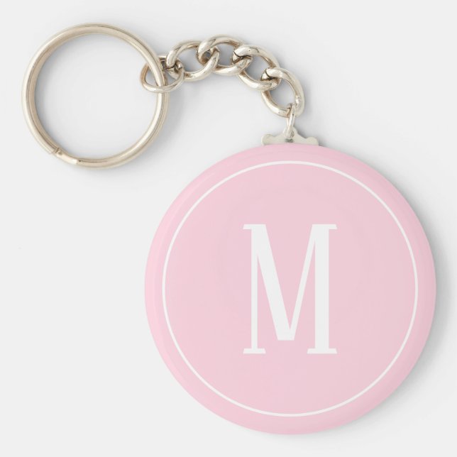 Monogram White on Light Pink Keychain (Front)
