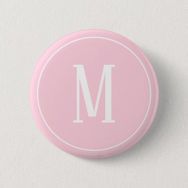 Monogram White on Light Pink Round Button (Front)