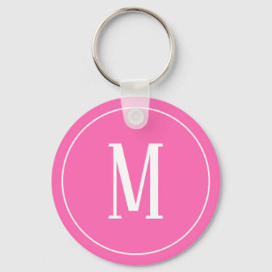 Monogram White on Pink Keychain