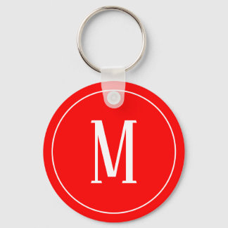 Monogram White on Red Keychain