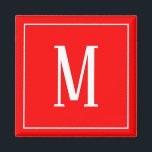 Monogram White on Red Square Magnet<br><div class="desc">A square magnet with a white monogram on a red background. Customise the magnet with your own initial or initials,  colours,  among other options.</div>