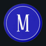 Monogram White on Royal Blue Round Magnet<br><div class="desc">A round magnet with a white monogram on a royal blue background. Customise the magnet with your own initial or initials, colours, among other options.</div>