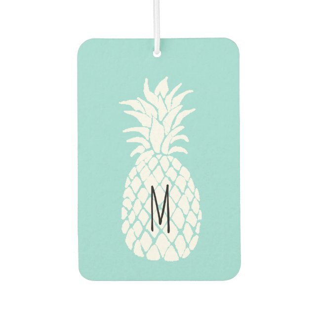 monogram white pineapple car air freshener (Front)