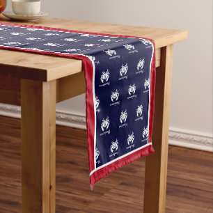 Monogram White Red Crab Nautical Coastal Short Table Runner