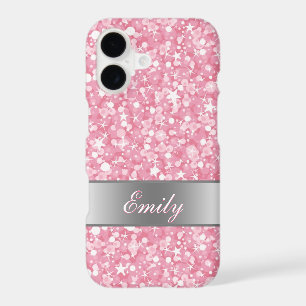 Monogram White Sparks And Pink Glitter