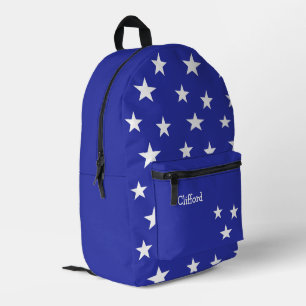 Monogram white stars on blue printed backpack