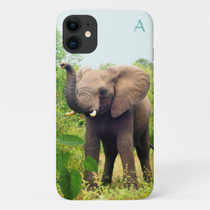 Monogram, wild elephant and tropical plants Case-Mate iPhone case