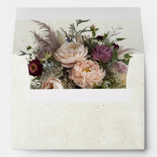 Monogram, Wildflowers & Ribbon - Cream Wedding Envelope