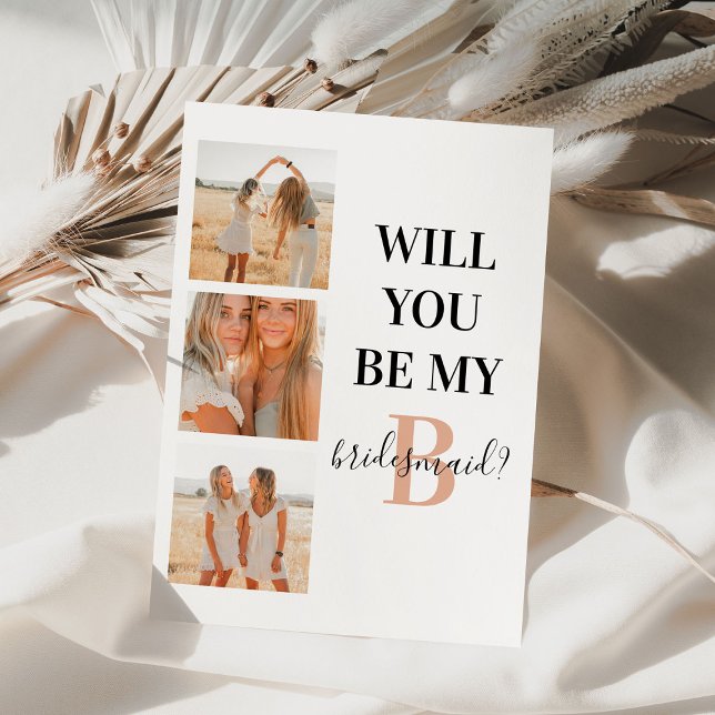 Monogram Will You Be My Bridesmaid? Photo Collage (Creator Uploaded)