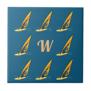 Monogram Windsurfing Ceramic Tile