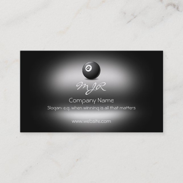Monogram, Winning Eight Ball, metallic-effect Business Card (Front)