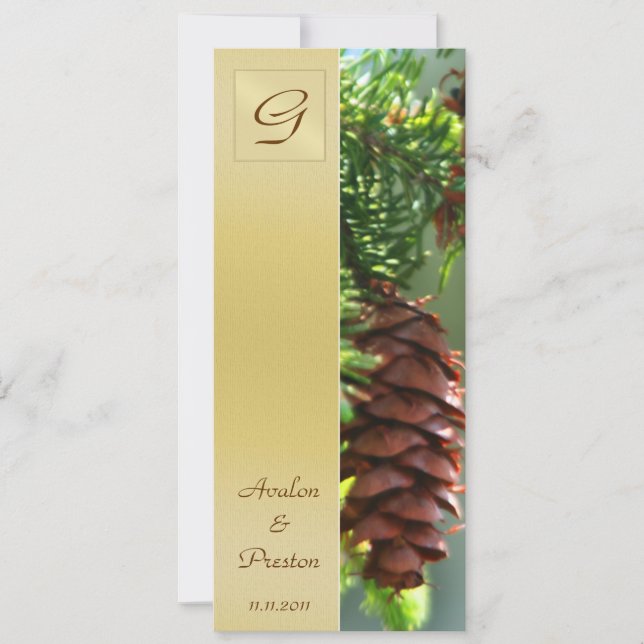 Monogram Winter Pinecone Program Invitation (Front)