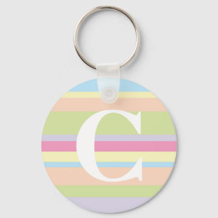 Monogram with a Colourful Striped Background - C Key Ring