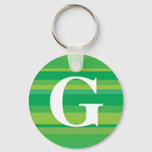 Monogram with a Colourful Striped Background - G Key Ring