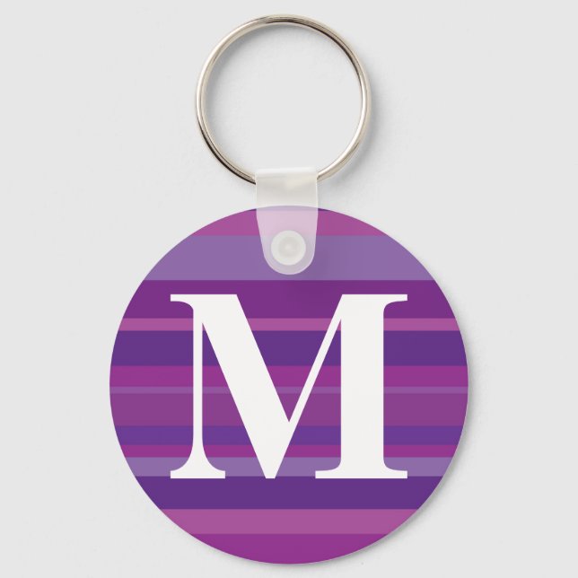 Monogram with a Colourful Striped Background - M Key Ring (Front)