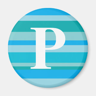 Monogram with a Colourful Striped Background - P Magnet