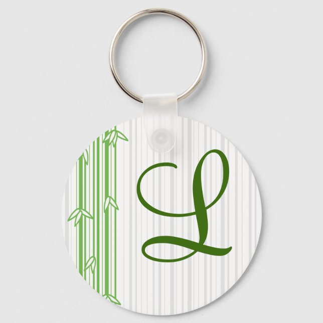 Monogram with Bamboo Background - Letter L Key Ring (Front)