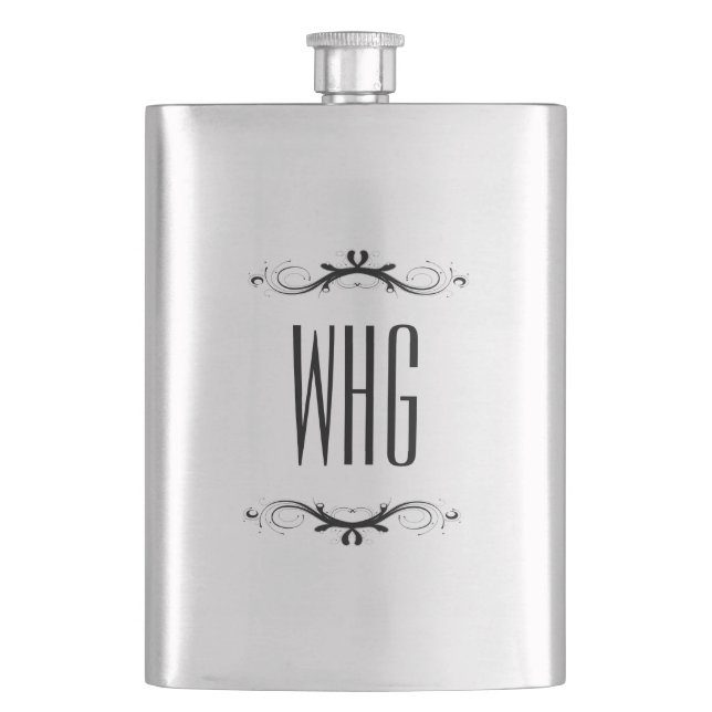 Monogram with Black Accents Hip Flask (Front)