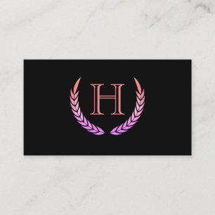 Monogram with Elements (pink) Business Card