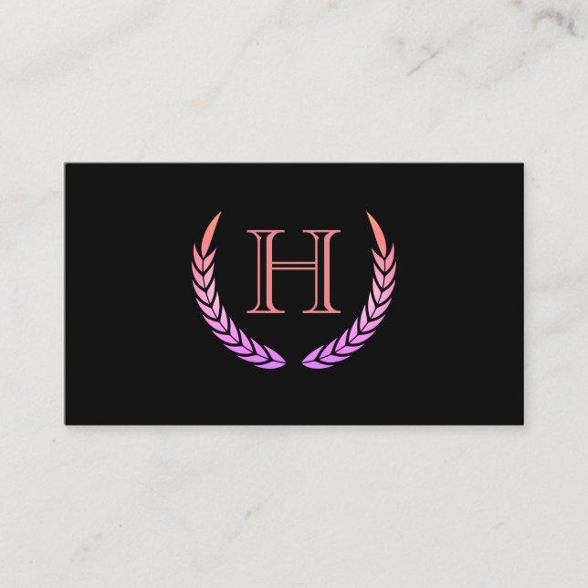 Monogram with Elements (pink) Business Card (Front)