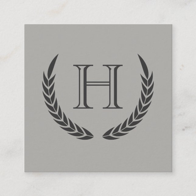 Monogram with Elements Square Business Card (Front)